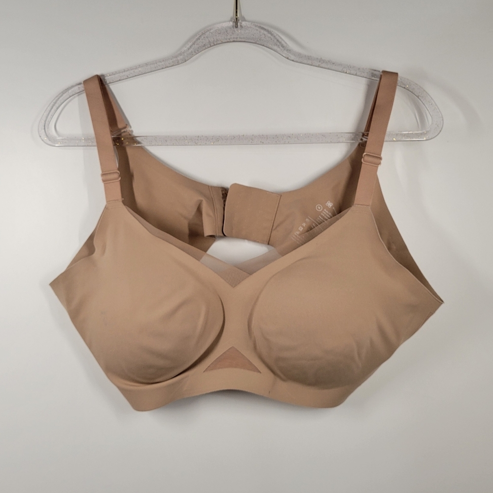 Honeylove Crossover Nude Beige Wireless Mesh Comfort Bra Size XL